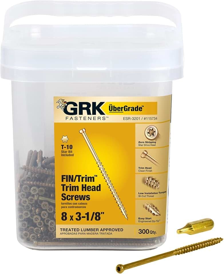 GRK Fasteners #8 x 3-1/8" Finish & Trim Head Screws, 300 PCS