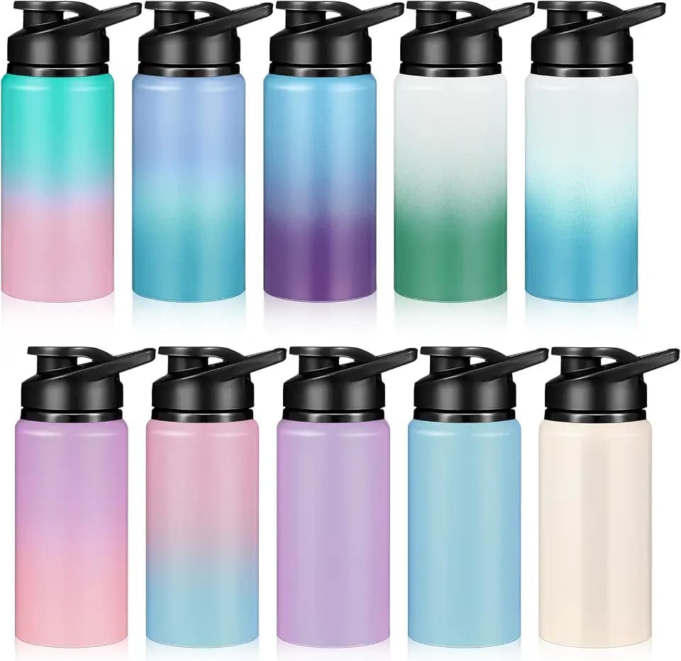 Mimorou 10 Pack Aluminum Water Bottle Bulk 17oz Reusable Sports Bottles