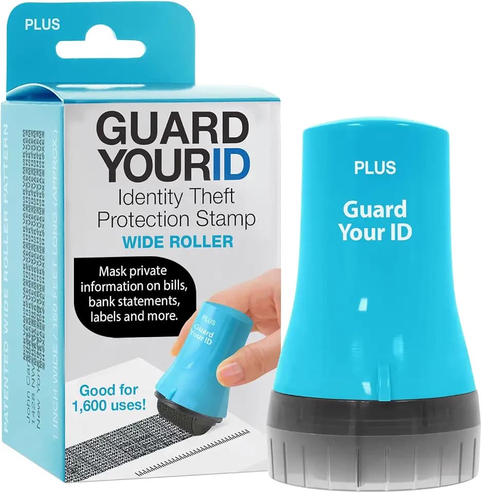 Wide Identity Theft Protection Roller Stamp, Guard Your ID, Turquoise