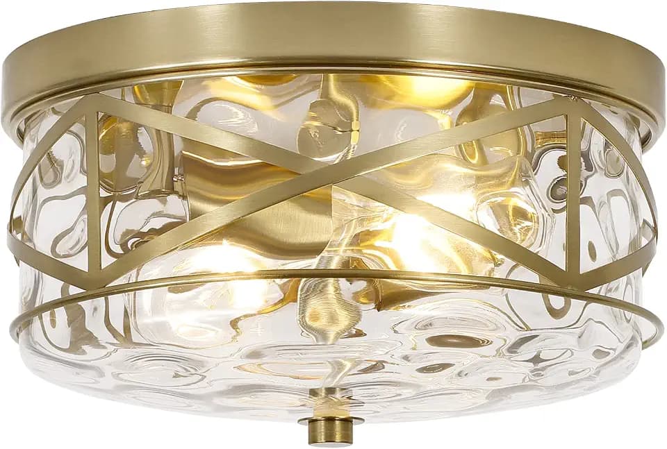 LamQee 2-Light Flush Mount Ceiling Light Farmhouse Kitchen Island Ceiling Light with Bubble Glass Close to Ceiling Light Fixture for Living Room Bedroom Foyer Hallway