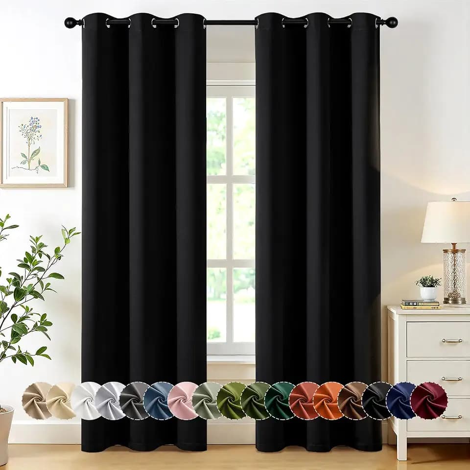 MIULEE Blackout Curtains for Bedroom 2 Panels 40 x 72 Inch Long Black