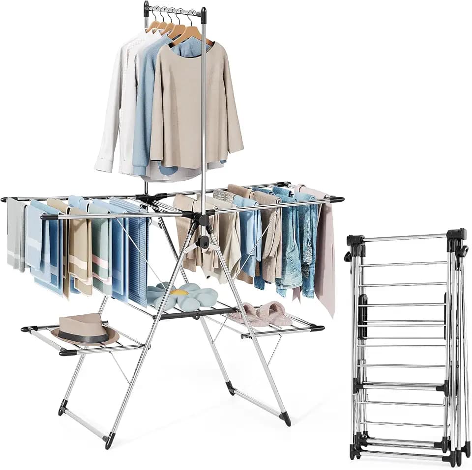 APEXCHASER Large Capacity Clothes Drying Rack, Foldable Laundry Drying Rack