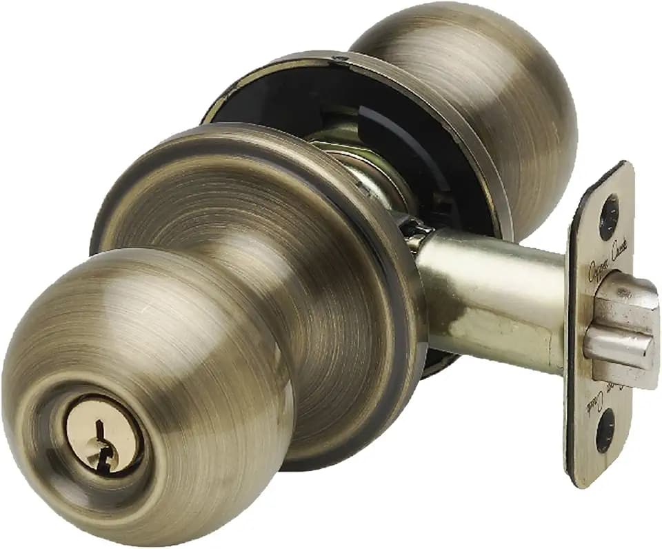 Copper Creek BK2040AB Ball Door Knob, Keyed Entry Function, 1 Pack, in Antique Brass