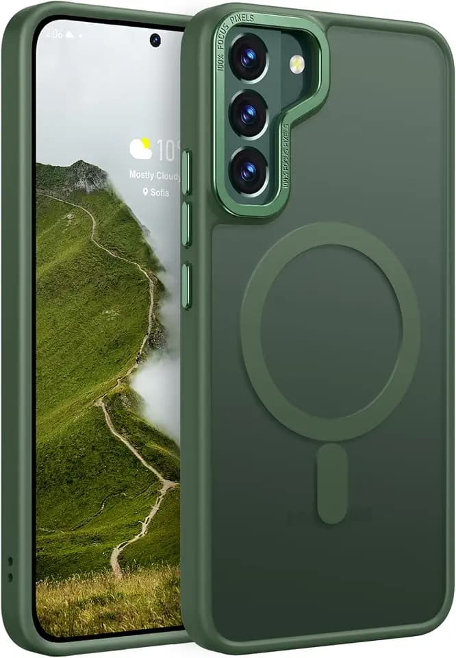 Rayboen for Matte Galaxy S22+ Plus Magnetic Case, Green