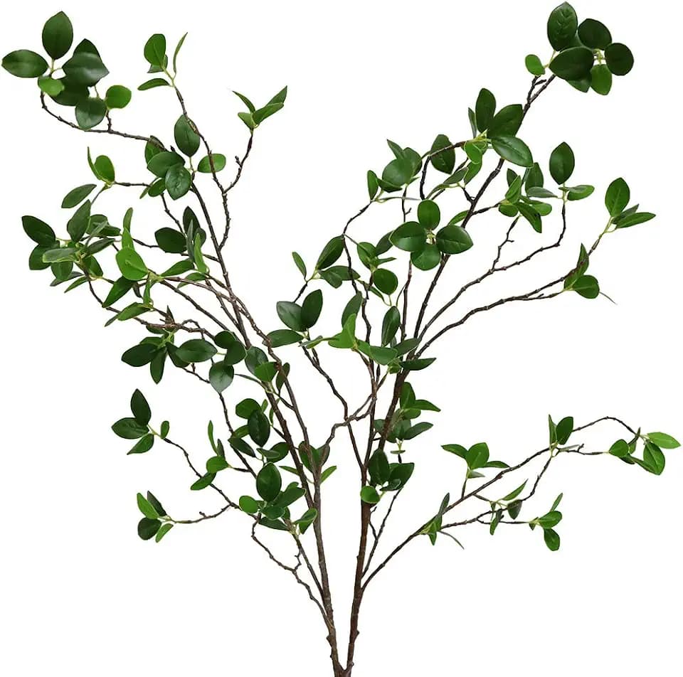 Htmeing Artificial Eucalyptus Green Branches with Leaves Faux Long Stems Fake Greenery Plants Ficus Twigs for Home Office Shop Farmhouse Decoration 110cm/43,2pcs