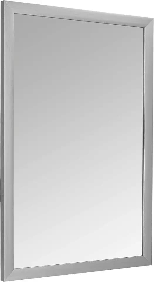 Amazon Basics Rectangular Wall Mount Mirror for Bedroom, Living Room, Entryway, 24" x 36", Standard Trim, Nickel, Hangs Horizontally or Vertically