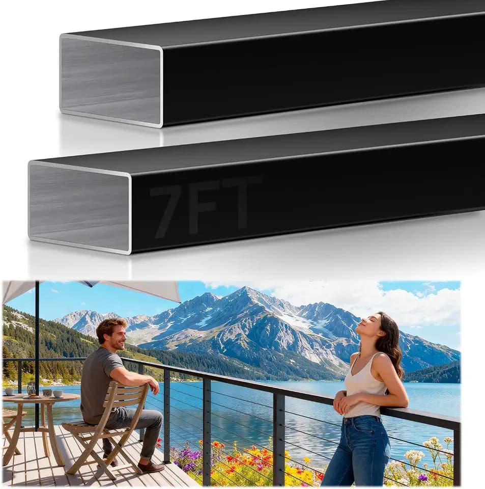 7FTx 2-3/8" x 1-3/16" Aluminum Handrail with End Caps & Screws, 2mm Thick