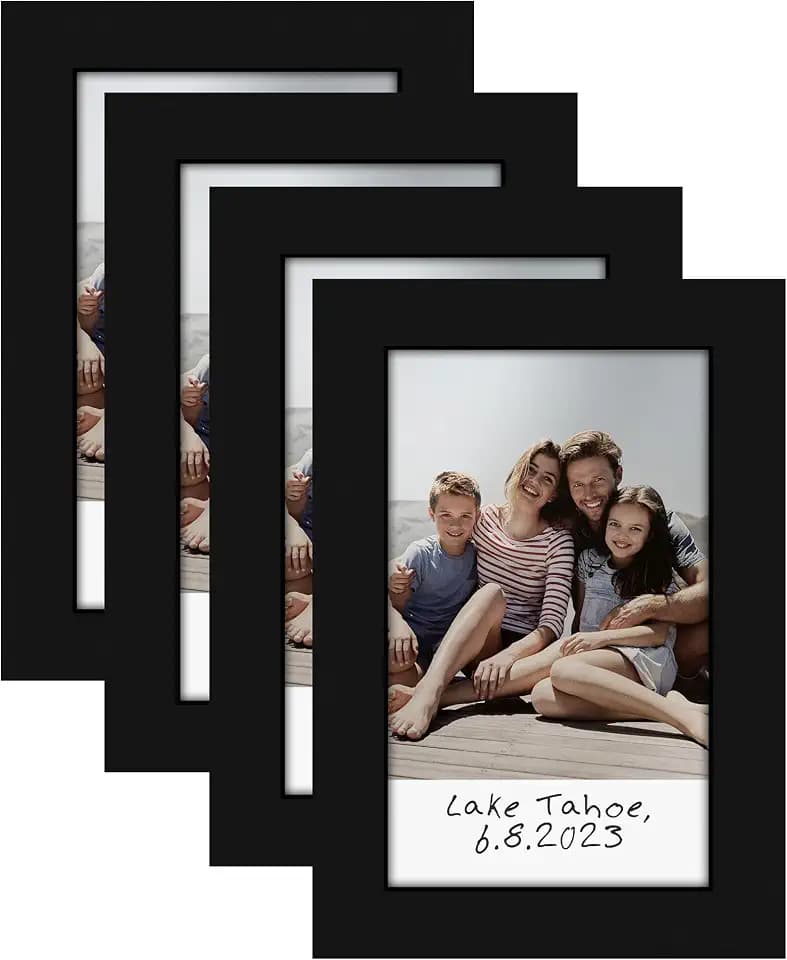 Americanflat 2x3 Picture Frame - Set of 4 - Use as 2x3 Frame for Instant-Print Photos - Black Mini Picture Frames for Tabletop and Wall Display with Shatter-Resistant Glass