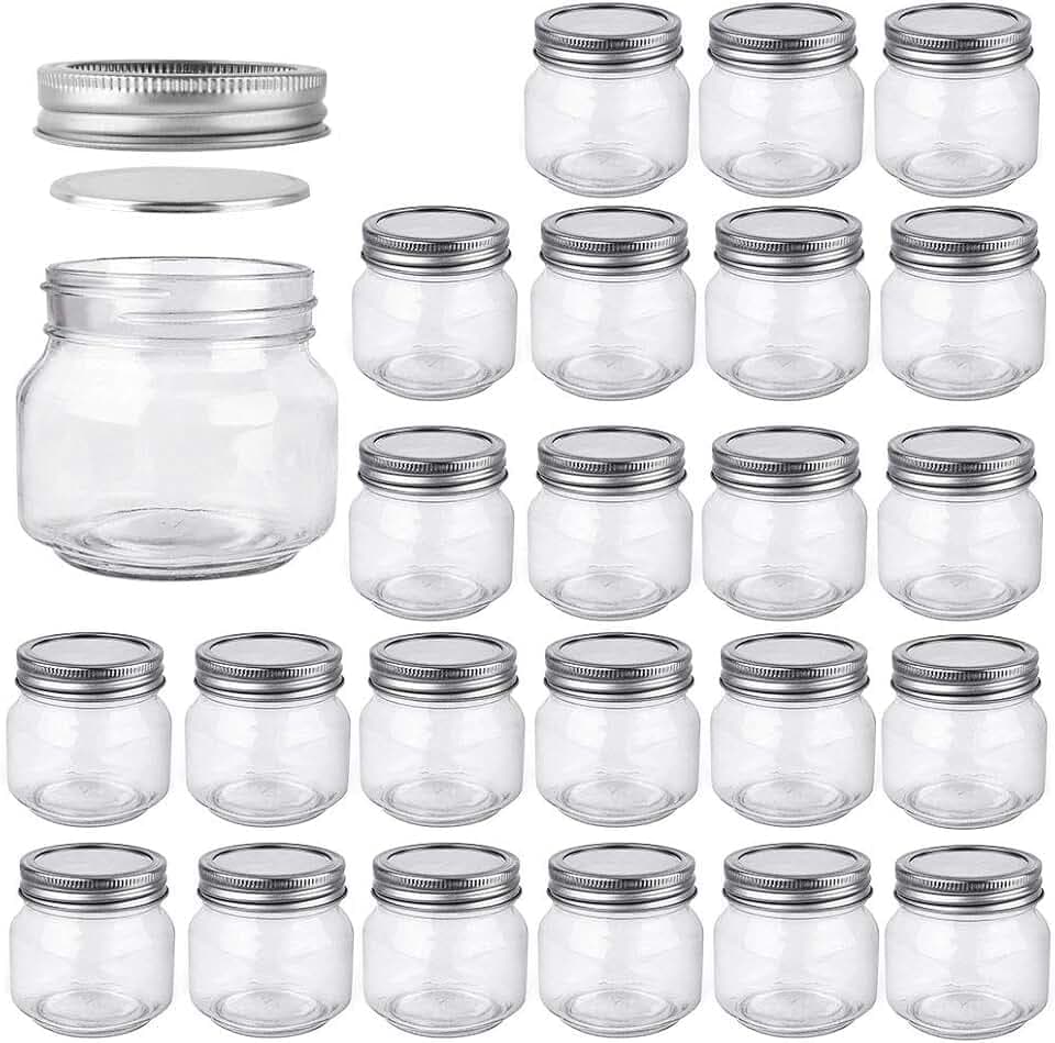 Betrome 24 Pack 8 oz Glass Mason Jars, Canning Jars with Regular Mouth Lids