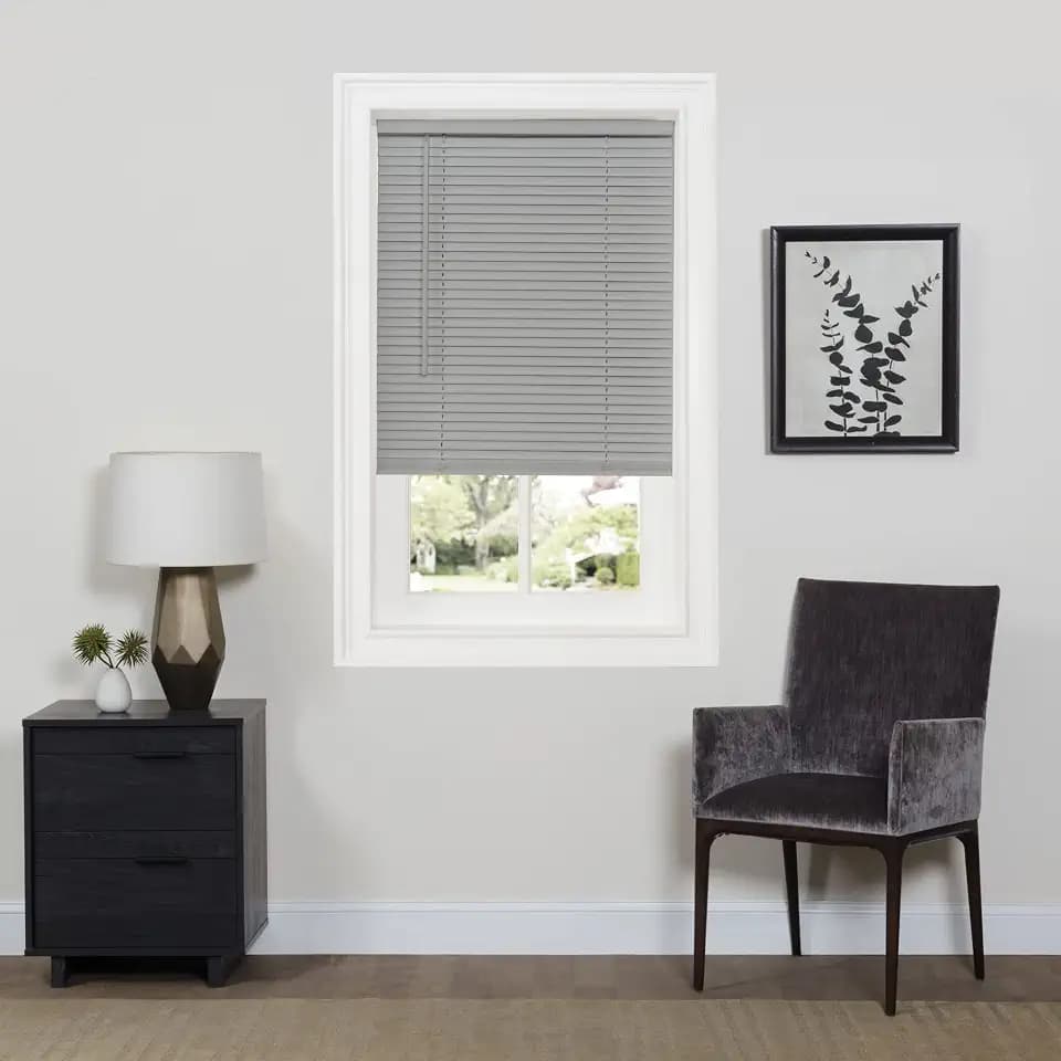 Cordless Room Darkening Mini Blind, 35 x 64 in, Gray
