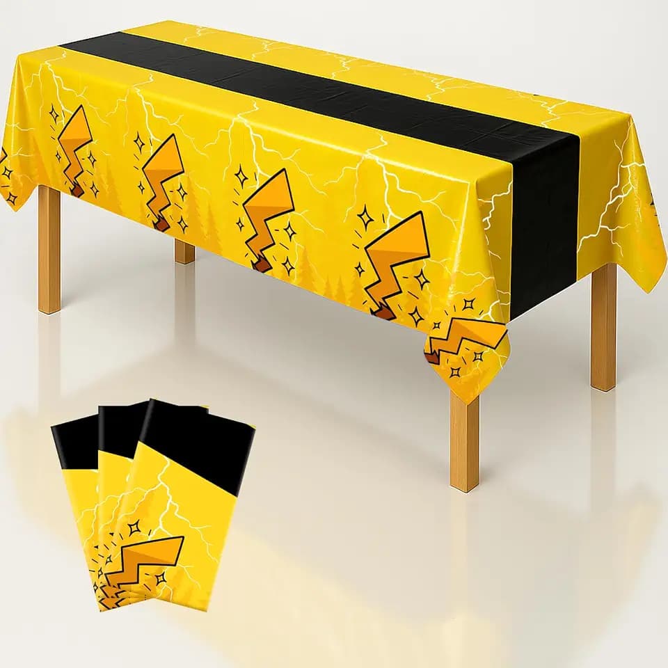 3-Pack Yellow Cartoon Plastic Birthday Tablecloths, 54x108in Rectangle