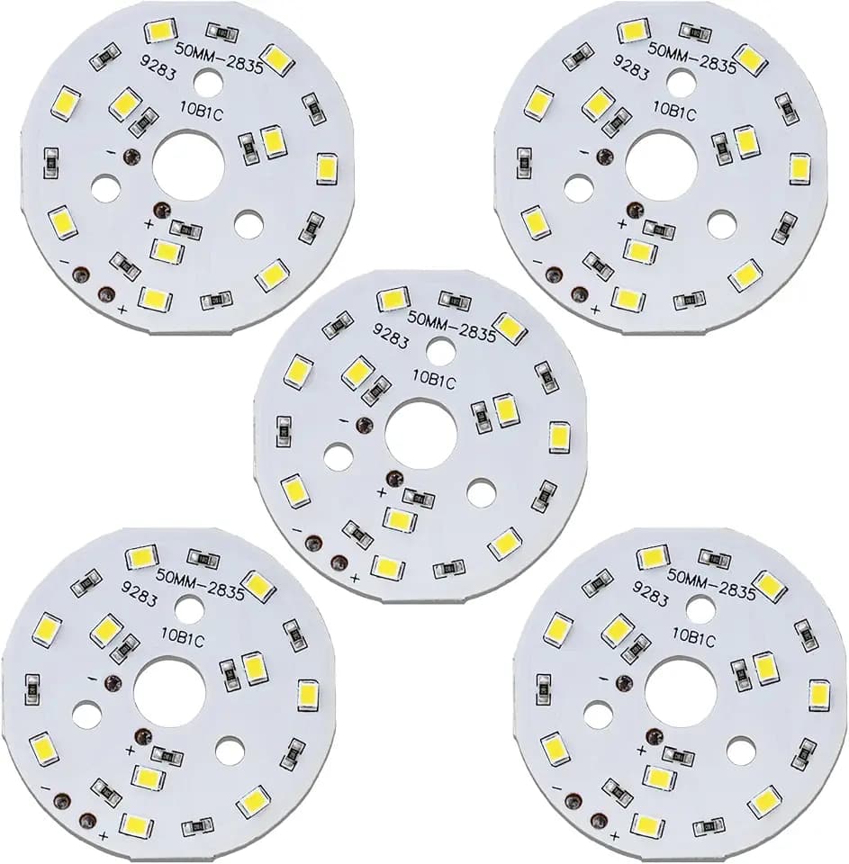 COB LED Chip 5W 4000K Neutral White, High Power LED with 48mm Aluminum PCB Heatsink, 9-10V 240mA 120° for Flood Light Replacement, DIY Lighting, Display Landscape (5Pcs)