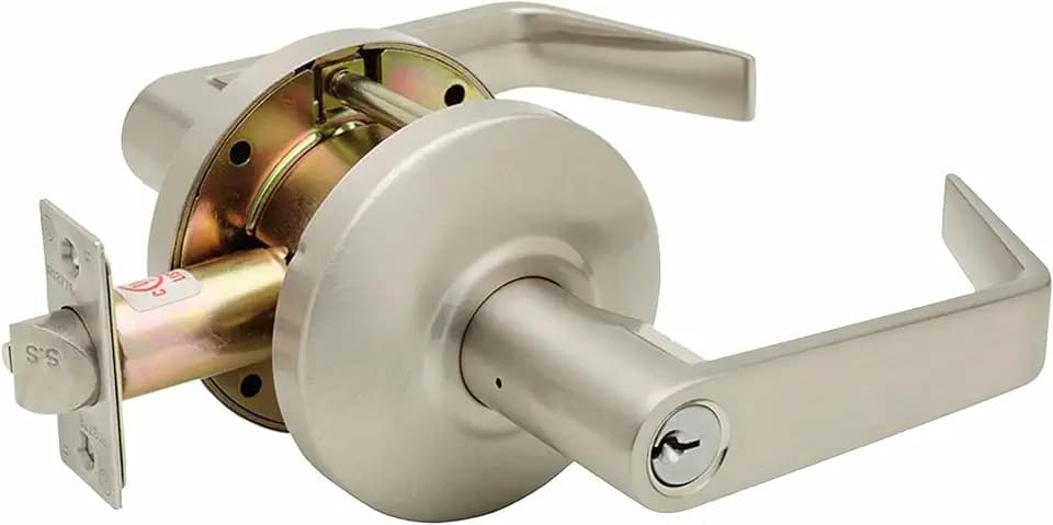Copper Creek AL6241SS Avery Commercial Door Handle with Lock and Key, Grade 2 Heavy Duty Keyed Entry Lever Lockset, UL 3-Hour Fire Rated ADA Exterior Front Door & Office Lock, Satin Stainless