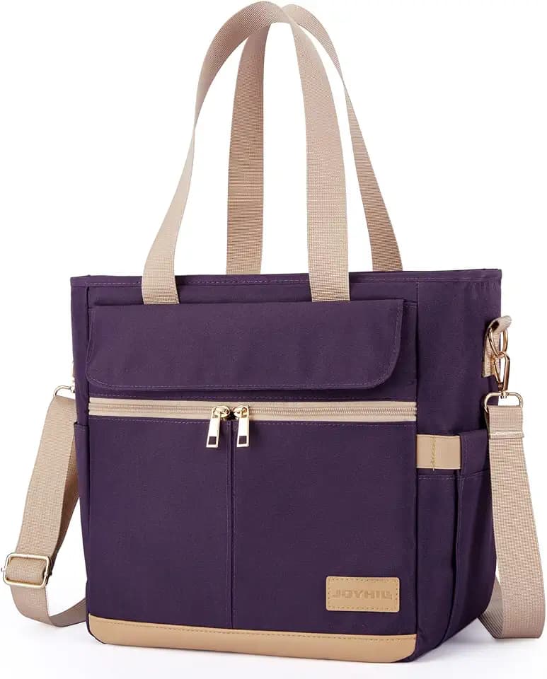 JOYHILL Lunch Bag for Woman, Leakproof Insulated Lunch Box with Shoulder Strap, Adult Reusable Lunch Cooler Tote Bags for Work Picnic Camping Beach (D-PURPLE)