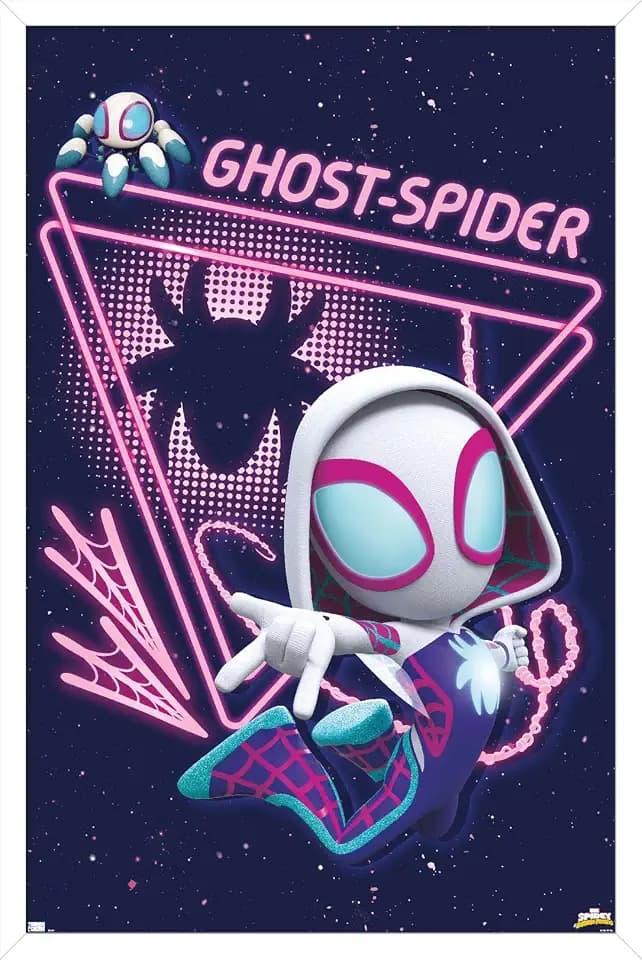 Trends International Marvel Spidey And His Amazing Friends - Ghost Spider Wall Poster, 34L x 22.4W, White Framed Version