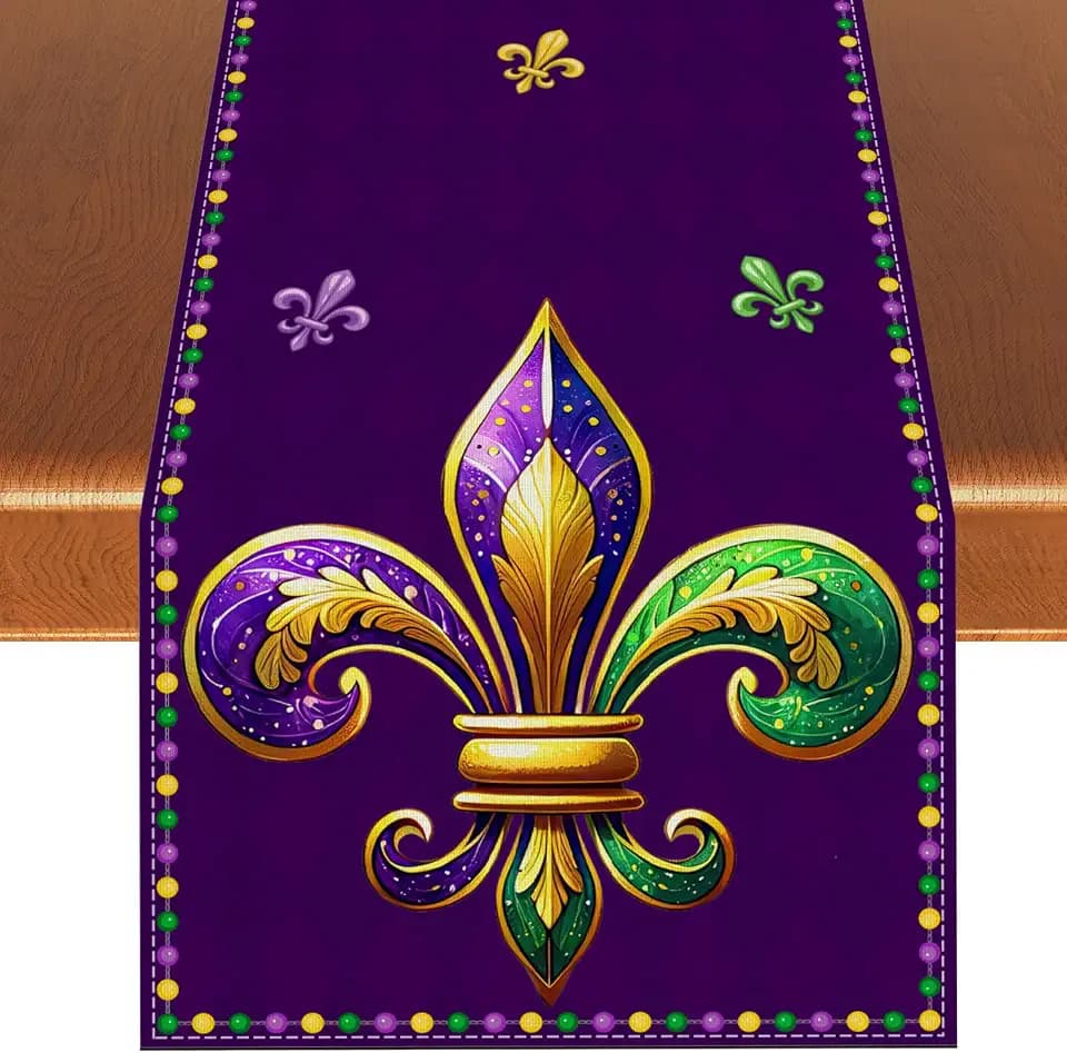 Rvsticty Mardi Gras Table Runner,New Orleans Decorations for Home Decor