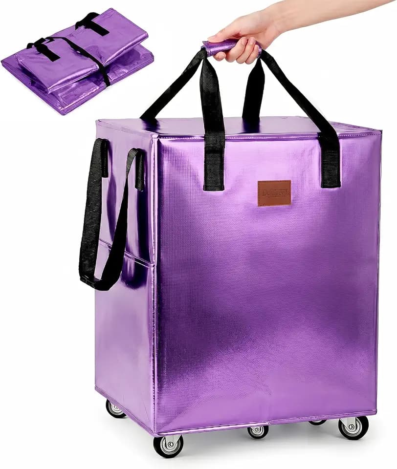 Reusable Grocery Bag On Wheels, Hauler Rolling Tote Bag, Foldable Rolling Tote Carries with Wheels