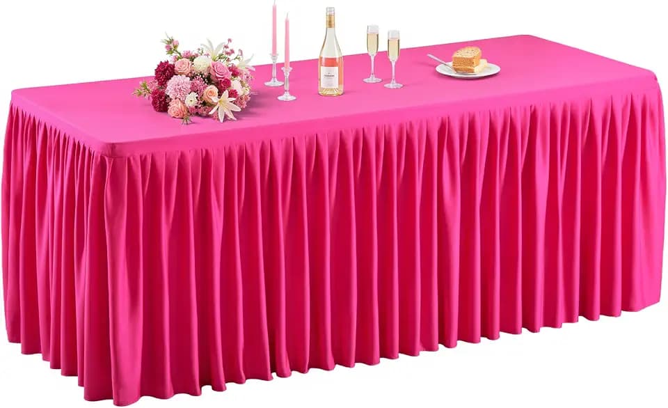 Shillance Hot Pink Table Clothes for 4 Foot Rectangle Tables, 48 x 24 Inch White Table Cloth Rectangle 4ft Wrinkle Resistant Washable Table Cover for Party, Wedding Dining Banquet Buffet Table
