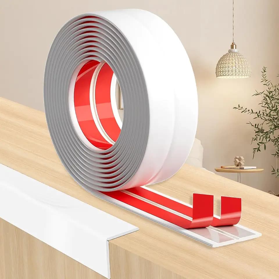 Kantenschutz Wand Selbstklebend, Türkantenschutz für Zimmertüren, Türen, Fenster, Wände, Küche, Fliesen, Wasserdichte Rolle, Einfach Schneidbar, Ideal (Weiß-1, 6CM x 8M)