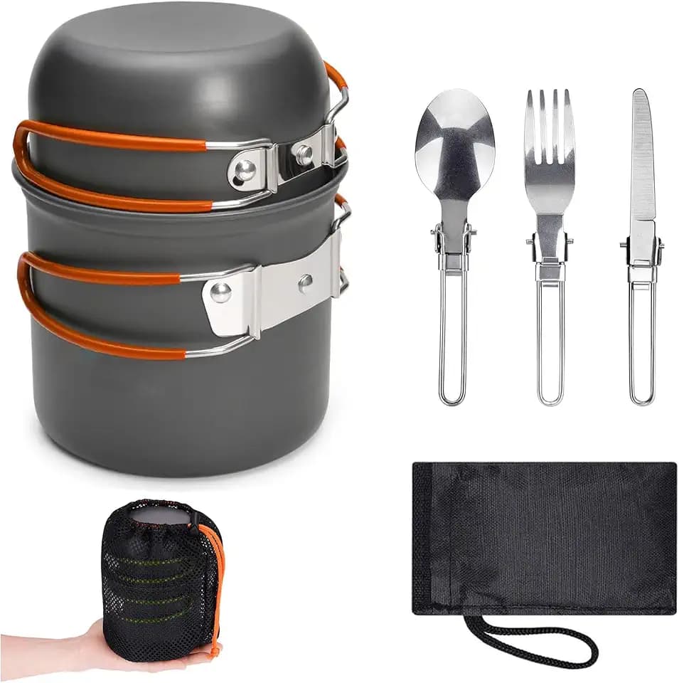 Camping Kochgeschirr Set, Camping Topf aus Aluminium, Outdoor Kochgeschirr