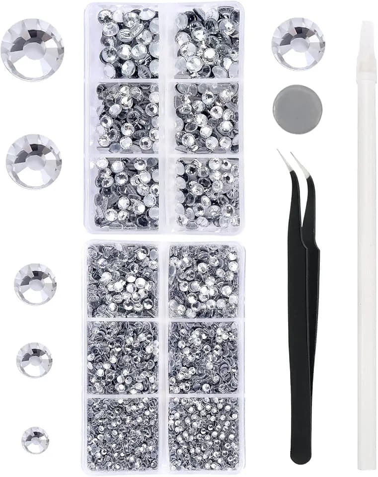 Meibite 6796PCS Clear Crystal Hotfix Rhinestones Kit for Crafts Clothes