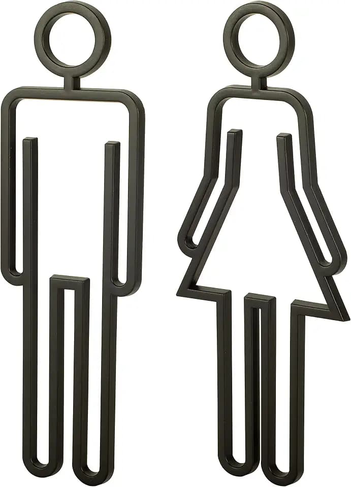 Acrylic Adhesive Backed Men's and Women's Bathroom Sign, Bathroom Door Signs, Restroom Signs for Business,Bathroom Signage (Black)