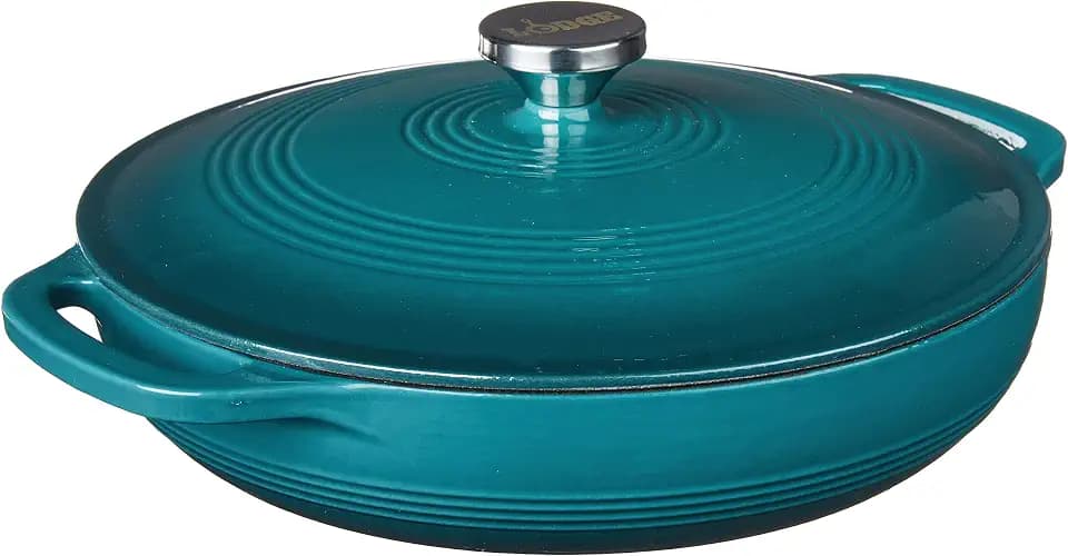Lodge Essential Enamel Cast Iron Braiser, 3.6 Quart, Lagoon