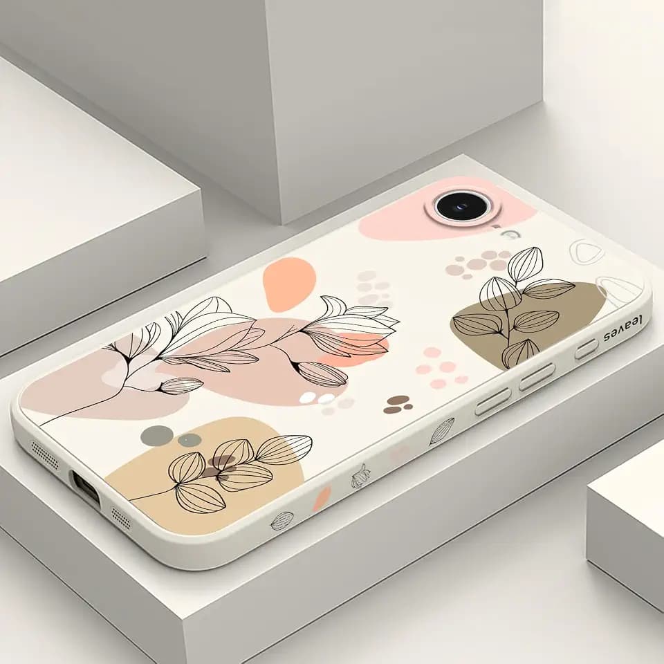 LEECG für iPhone 16E Hülle Kratzfeste Weiche Slim Fit Floral Handyhülle für iPhone 16E 6,1 Zoll, Morandi Reis Weiß