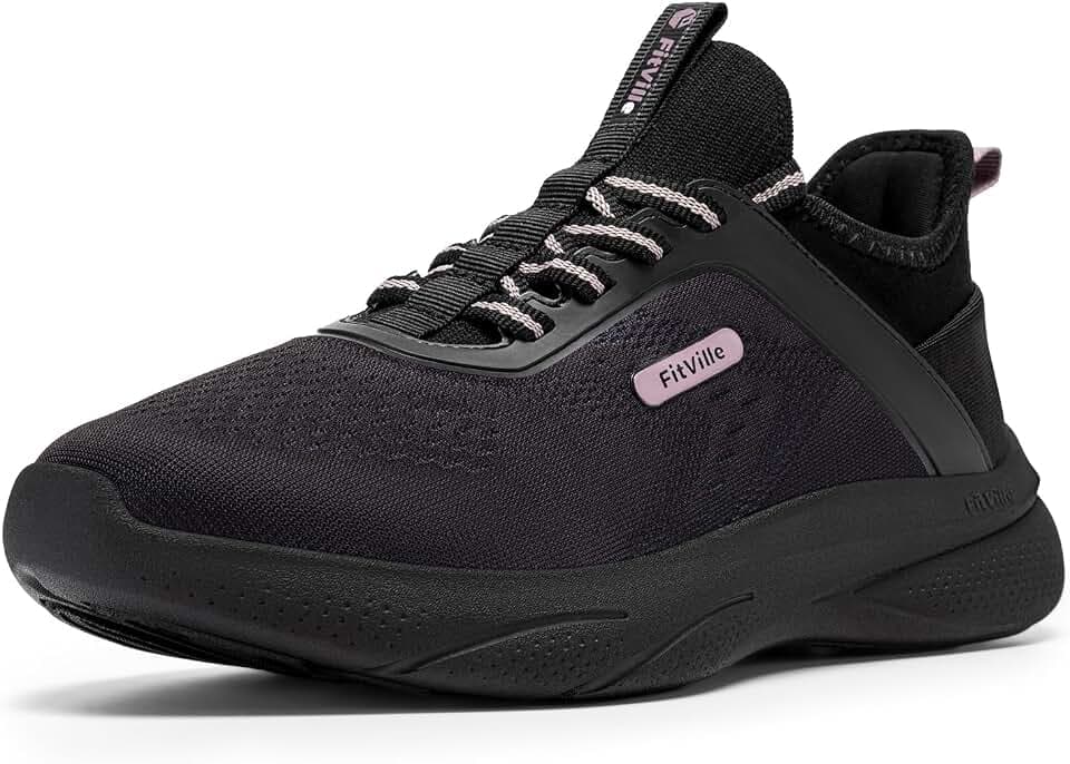 FitVille Extra Wide Shoes for Women, Hands Free Slip On Sneakers Lightweight Wide Walking Shoes Arch Support Comfortable Orthopedic Shoe for Standing All Day - ZephyrLite V4