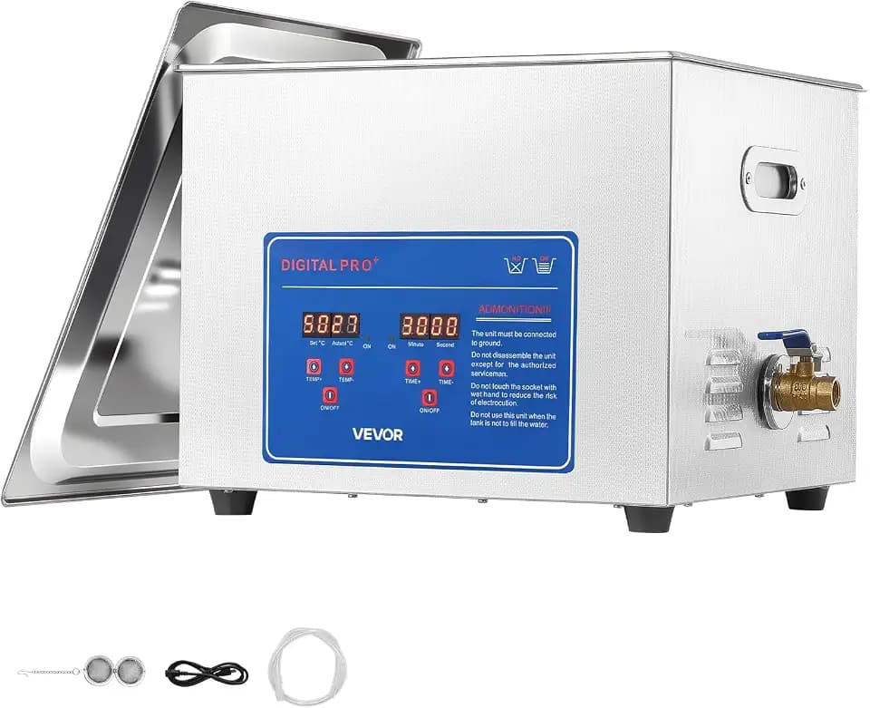 VEVOR Ultrasonic Cleaner 15L-Class Capacity Ultrasonic Parts Cleaner 40kHz, Digital Time and Temp Control, Stainless Steel Ultra Sonic Cleaning Machine with Cleaning Baskets, for Auto Parts, Glasses