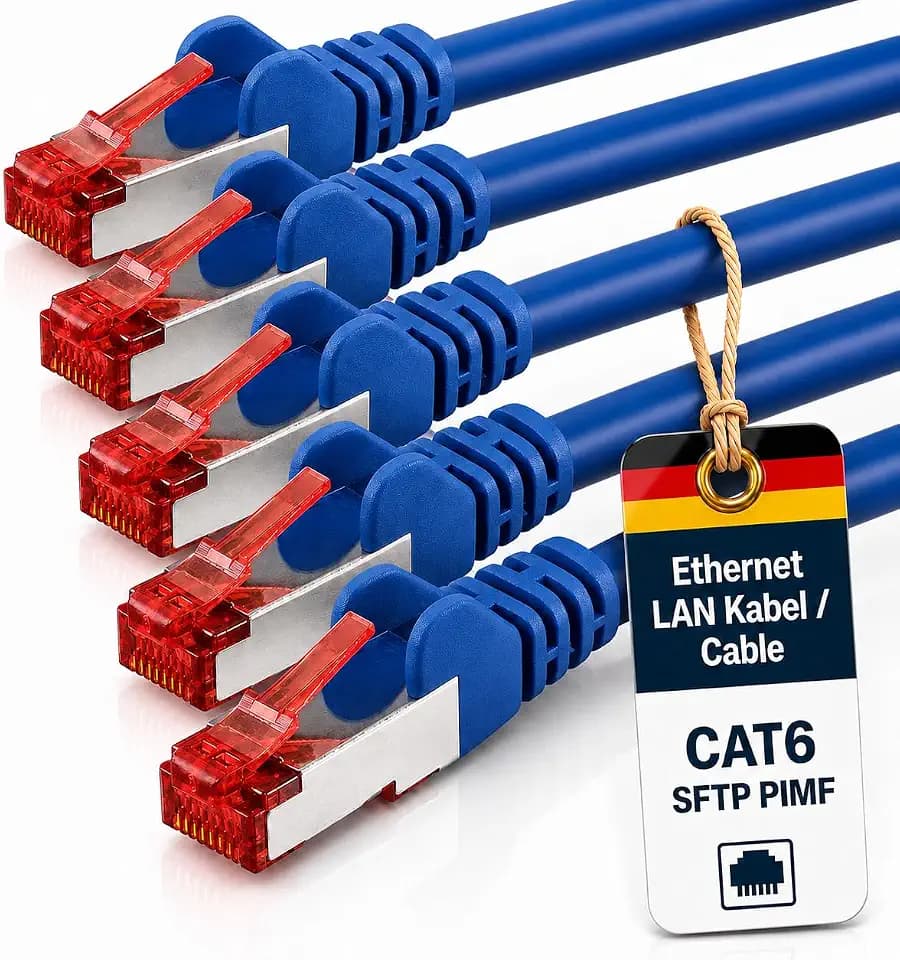 1aTTack.de Cat6 SFTP LAN Netzwerkkabel 5x 1m RJ45 Ethernet blau