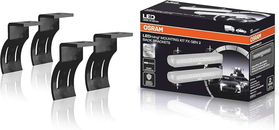 OSRAM LEDriving® Mounting Kit FX GEN 2 Back Brackets, für individuelle Montage von LEDriving® Zusatzscheinwerfer der FX GEN 2 Serie, schwarz