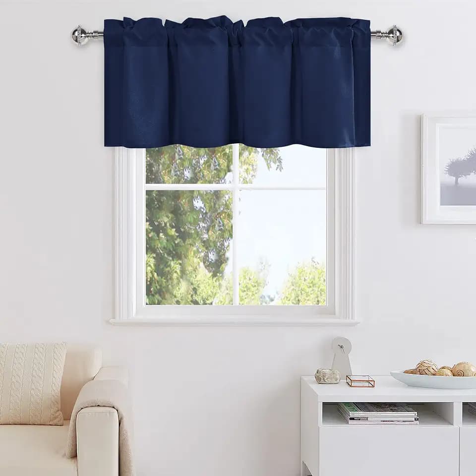 DWCN Navy Blue Valance Curtains, 1 Panel, 42 X 18 Inch