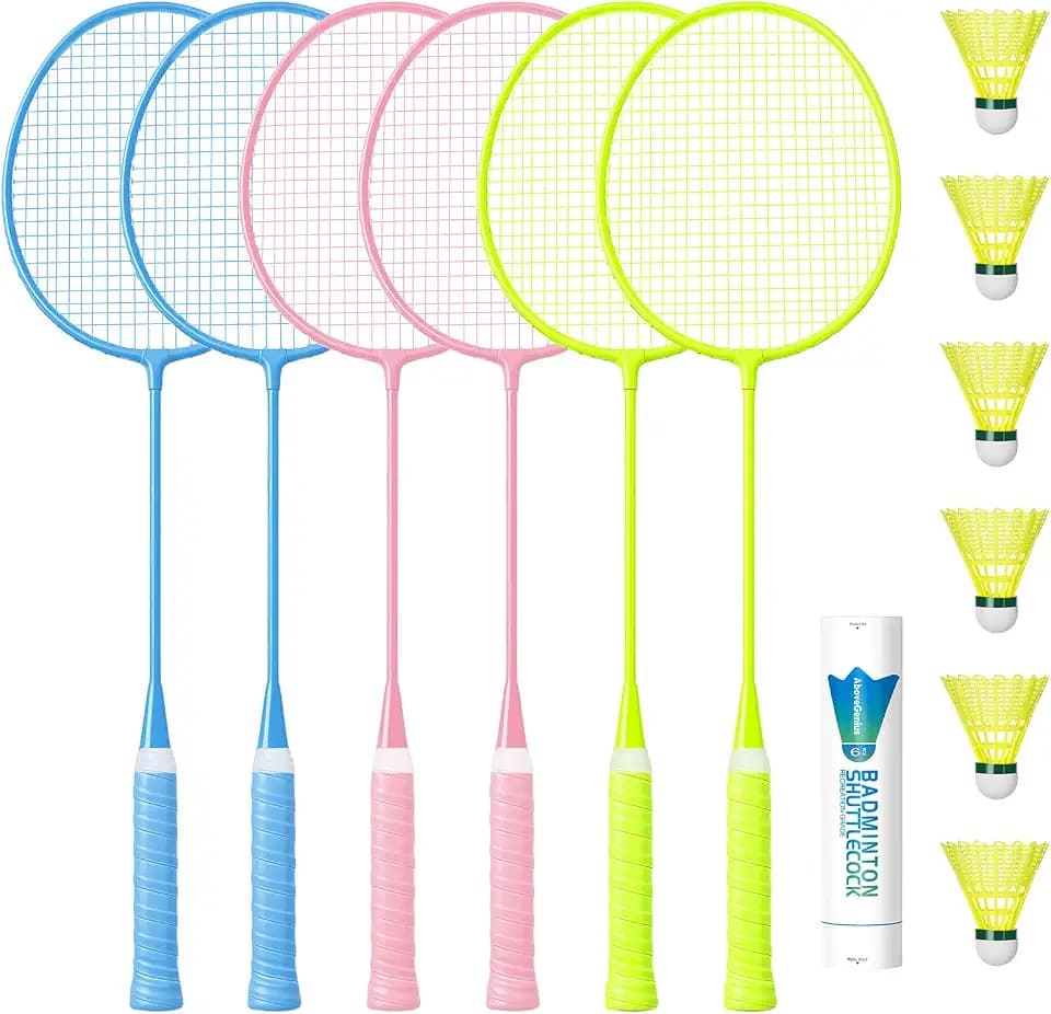 AboveGenius Lightweight Badminton Set, 4/6 Rackets with 6 Nylon Birdies