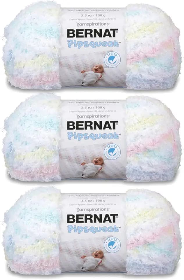 Bernat Pipsqueak Baby Yarn for Crocheting Soft, Baby Baby Print, 3-Pack