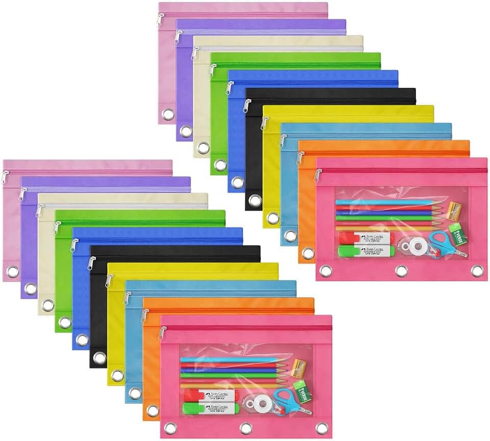DoDoMagxanadu Binder Pencil Pouches,Pencil Pouch for 3 Ring Binder 20Pack