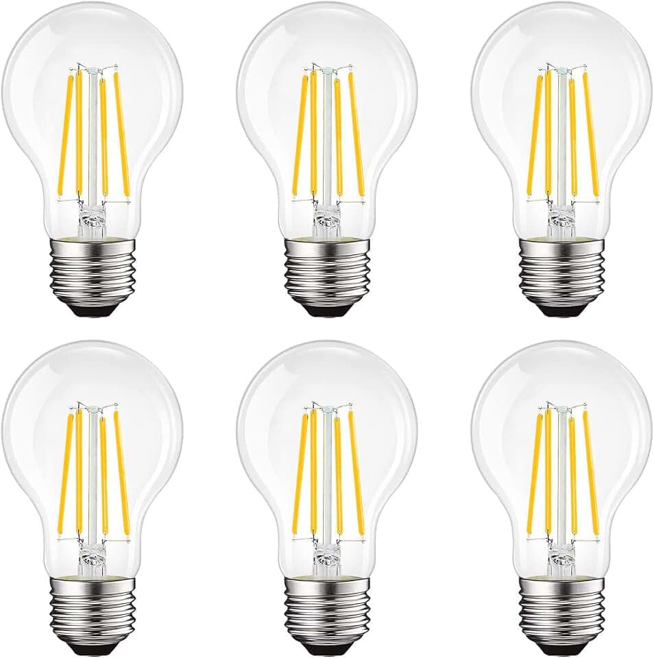 LUXRITE Vintage A19 LED Light Bulbs 100W Equivalent, 1600LM, 3000K (6 Pack)