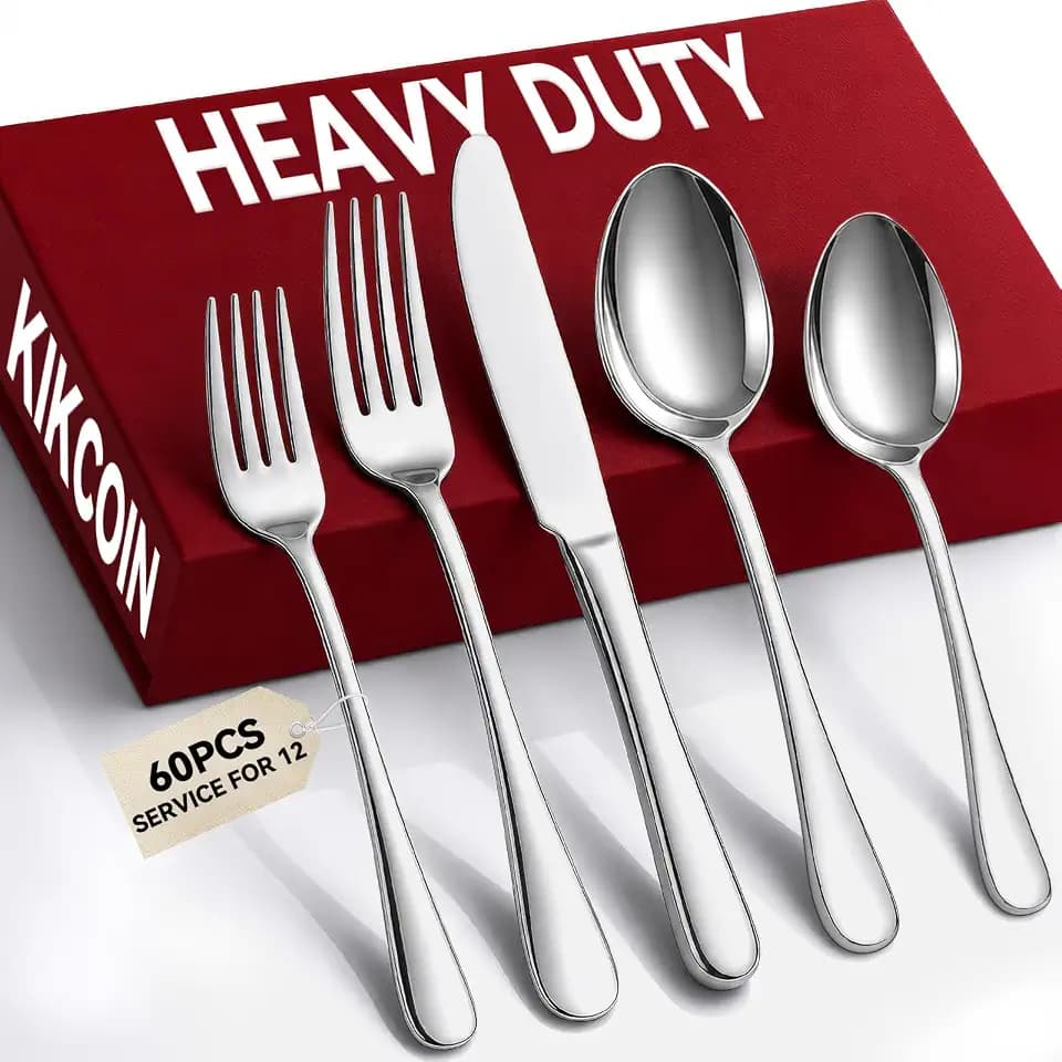 60 Pcs Silverware Set for 12, Stainless Steel Flatware Utensil Cutlery Set