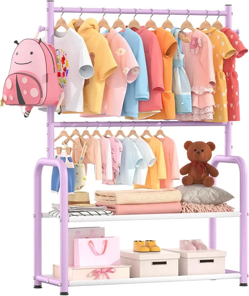 Kids Clothing Rack 2 Tier Baby Closet Toddler Dress up Racks