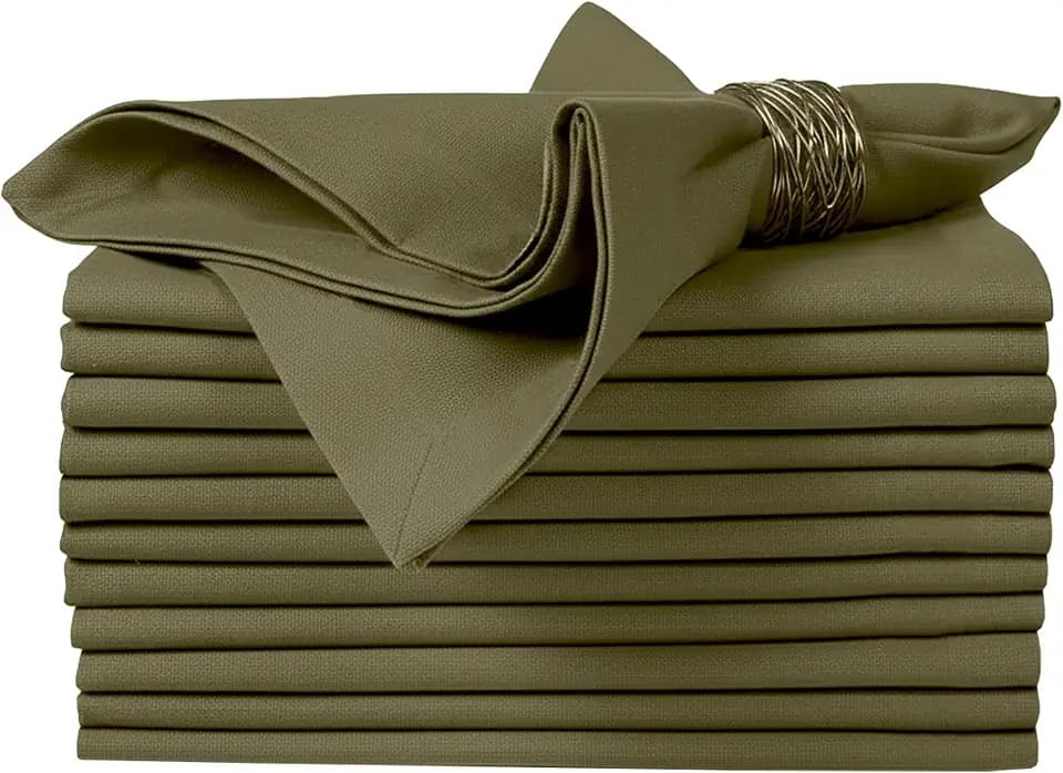 Ruvanti Cloth Napkins 12 Pack, 100% Cotton High GSM 18" x18”– Capulet Olive