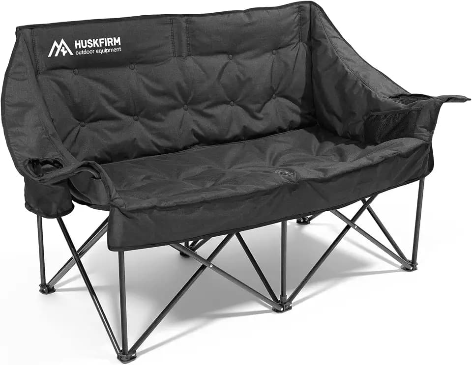Huskfirm Oversized Double Camping Chair, Support 800LBS, Black