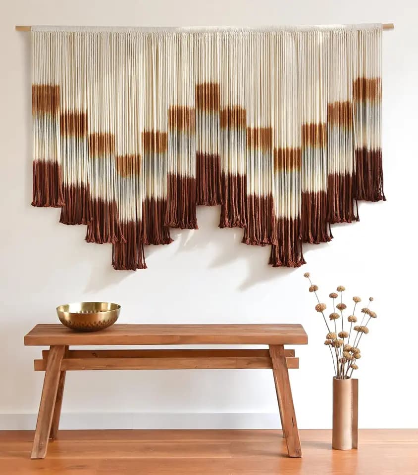 Macrame Wall Hanging Large Tie-Dye Geometric Fiber Wall Art Decor 57"W*35"L