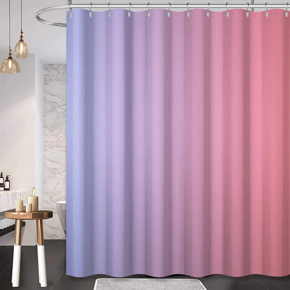 Ombre Waffle Shower Curtain for Bathroom 72x72 Purple Pink