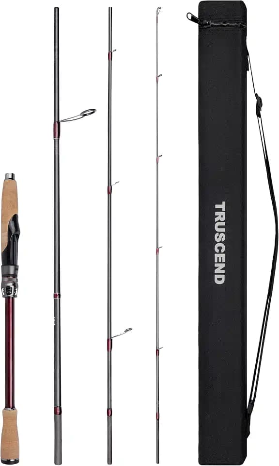 TRUSCEND Craz Easy Control Spinning Fishing Rods, 1-Piece Performance Multi-Piece Travel Rod, High Strength & Sensitive Backbone, Tough Fishing Rod with Toray Carbon, Fuji A Ring & K Guide