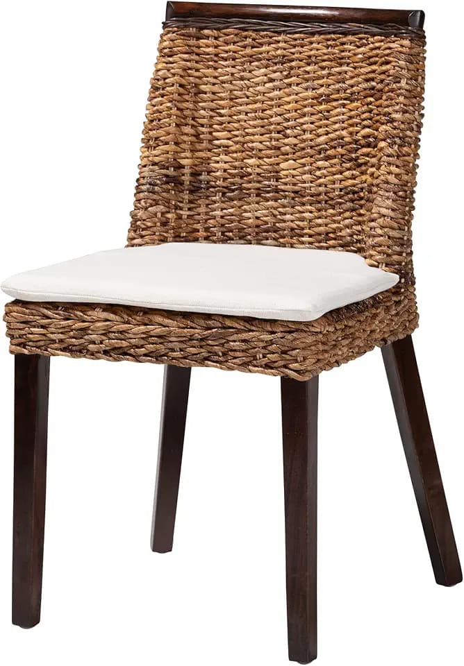 bali & pari Abbas Bohemian Seagrass and Dark Brown Wood Dining Chair