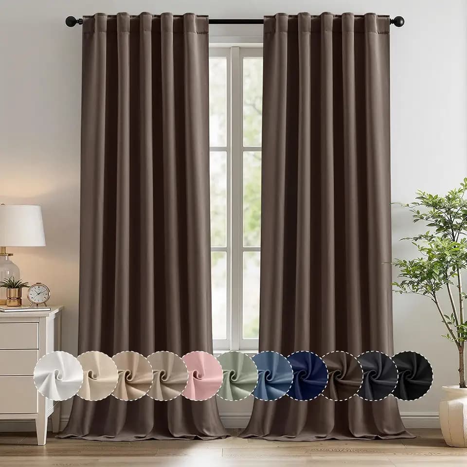 MIULEE Chocolate Brown Pinch Pleat Blackout Curtains 40x96 Inch 2 Panels