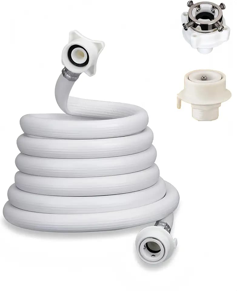 SUIGETSU Washing Machine Hose 7FT - Anti-Burst PVC Water Supply Line with Quick Connect Adapter & Brass Nuts, Universal Fit for LG Samsung Whirlpool Maytag (79inches)