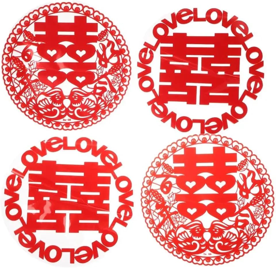 Chinese Traditional Wedding PVC Windows Stickers Peel and Paste Festival Decoration New House Layout Red Hi Words Paste Window