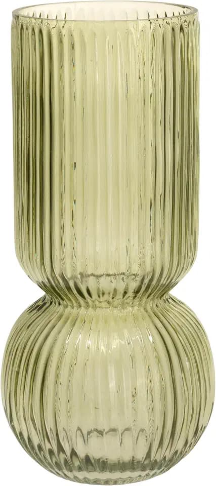 Boston International Flower Vase Fluted Glass Design Modern & Traditional Decorations for Home, 4.25" x 9", Tall Sage Green