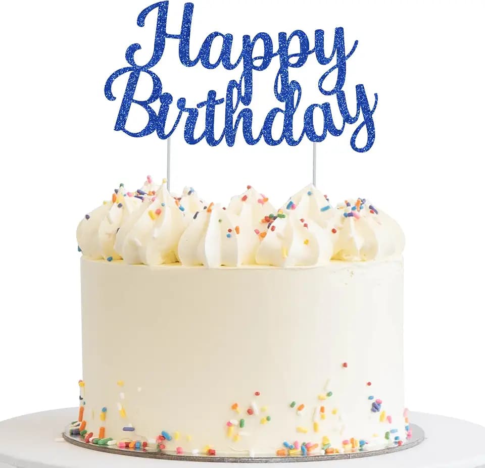 BEISHIDA Blue Happy Birthday Cake Topper Birthday Cake Bunting Decor